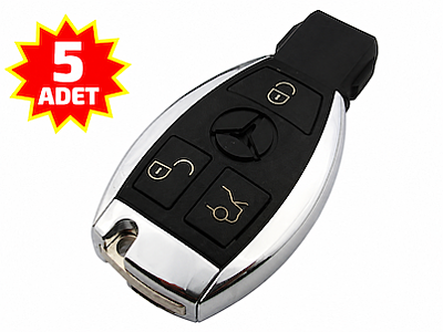 Mercedes Benz BE Kumanda 3 Buton 433 MHz Krom - (5 Adet) - 1