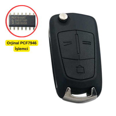Vectra C 3 Buton Sustalı Kumanda 434Mhz (Orijinal PCF7946 İşlemcili) PCF7946 - ID46 - 2